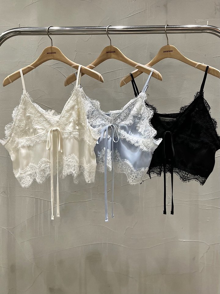 Inssense - Korean Women Fashion - #momslook - Satin Lace Bustier Top - 11