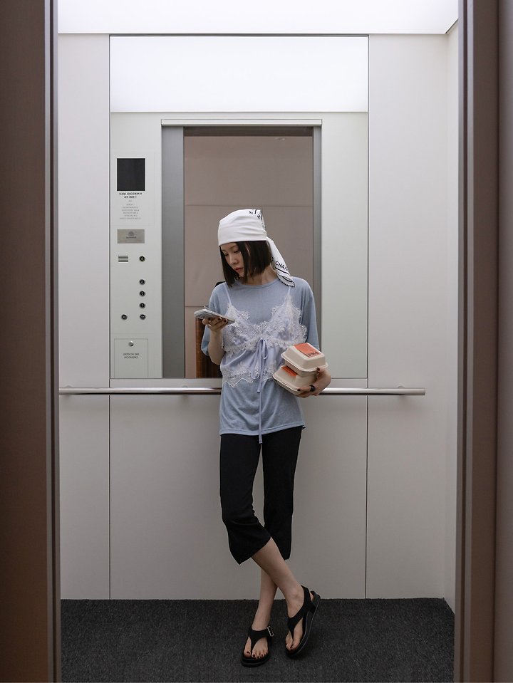 Inssense - Korean Women Fashion - #momslook - Soft Lyocell Loose Fit U-Neck Tee - 7