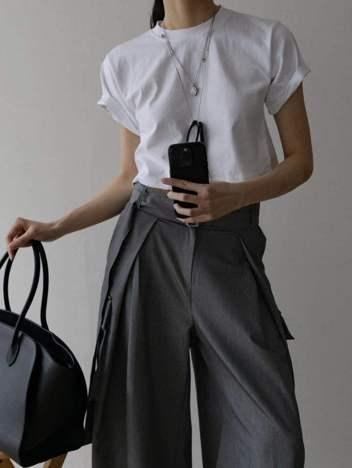 Inssense - Korean Women Fashion - #womensfashion - Vintage Pigment Stitch Cropped Tee - 4