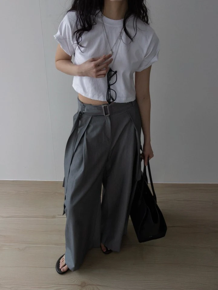 Inssense - Korean Women Fashion - #momslook - Vintage Pigment Stitch Cropped Tee - 6