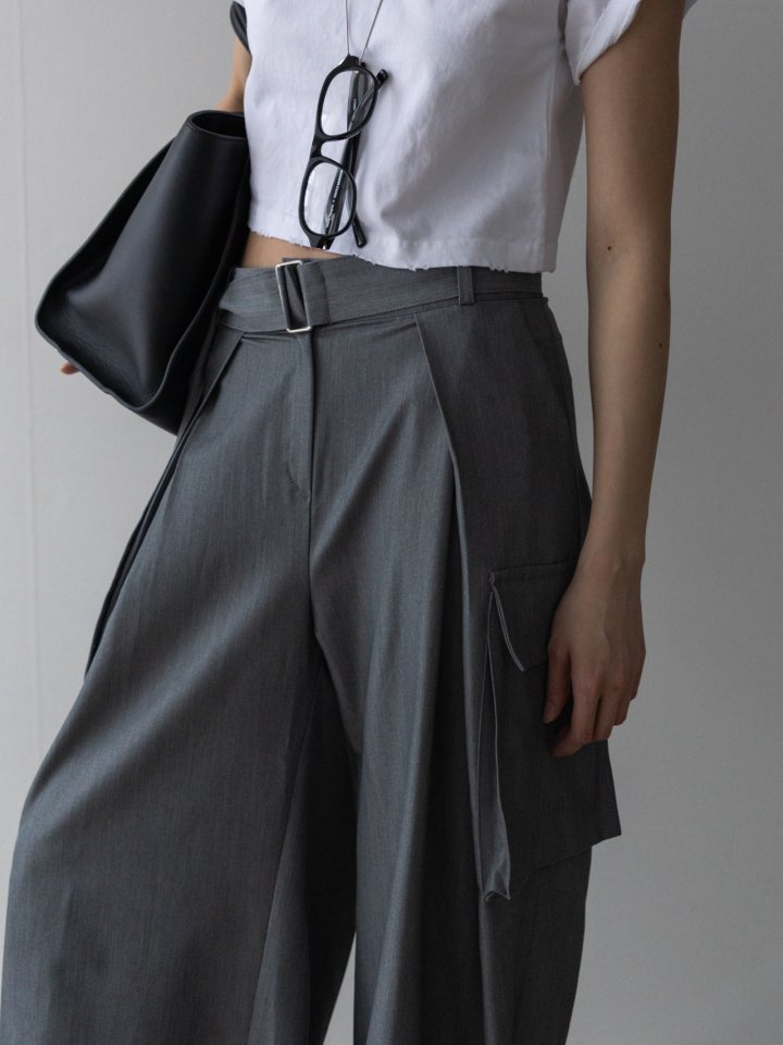 Inssense - Korean Women Fashion - #momslook - Belted Cargo Wide Slacks