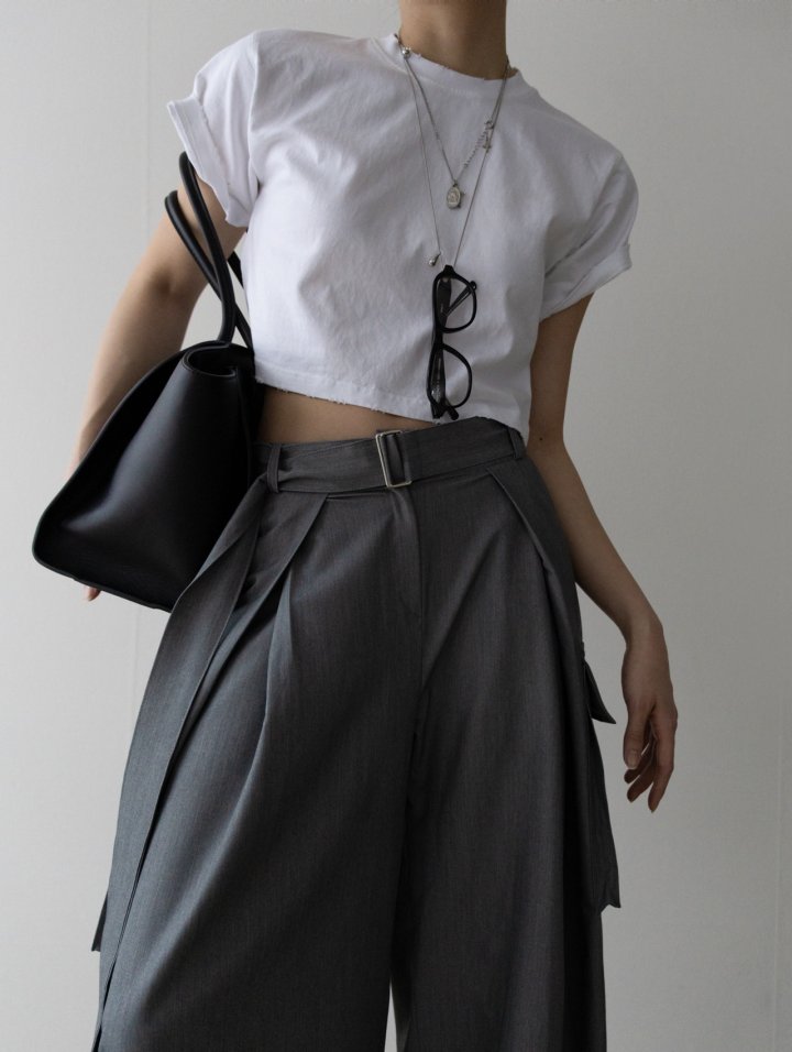 Inssense - Korean Women Fashion - #momslook - Belted Cargo Wide Slacks - 3