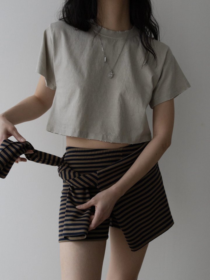 Inssense - Korean Women Fashion - #momslook - Bordered Stripe Shorts - 3