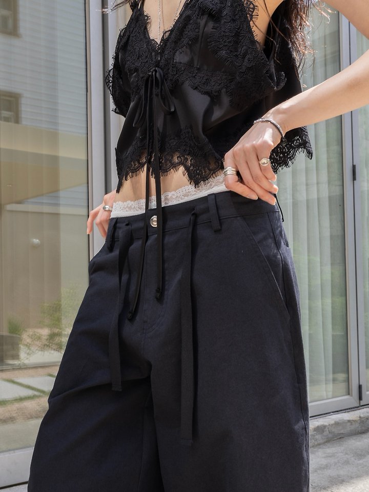 Inssense - Korean Women Fashion - #momslook - Satin Lace Bustier Top - 9