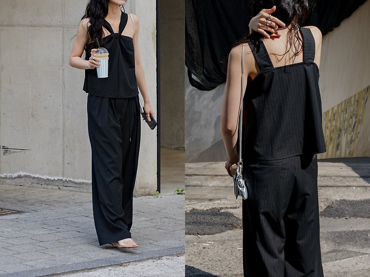 Inssense - Korean Women Fashion - #pursuepretty - Pinstripe Knot Two Way Blouse - 7