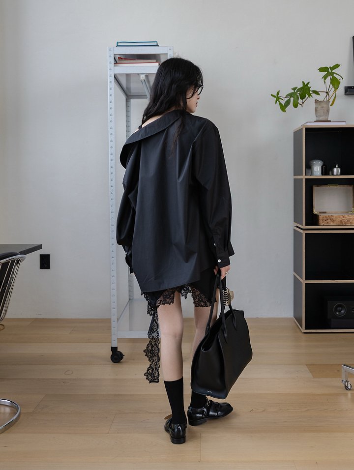 Inssense - Korean Women Fashion - #restrostyle - Asymmetrical Drop Lace Silky Mini Skirt - 6