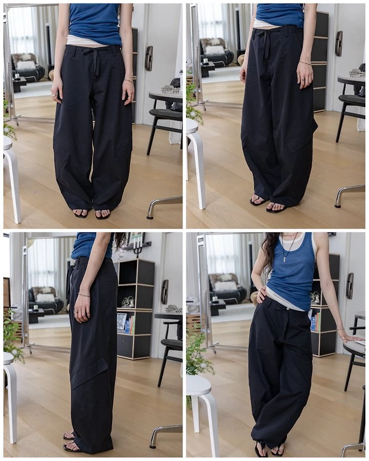 Inssense - Korean Women Fashion - #restrostyle - Cationic Balloon Curved Cargo Pants - 5