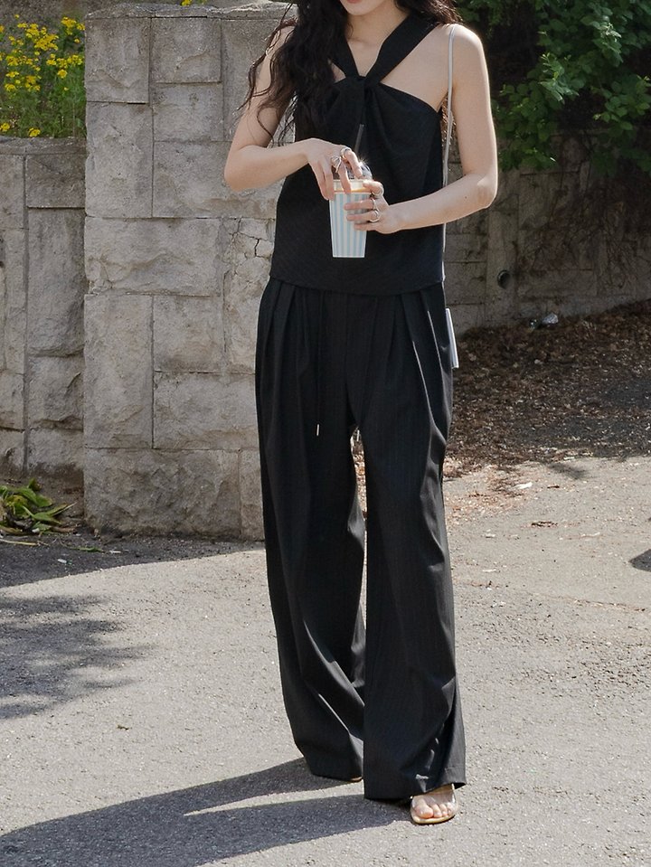 Inssense - Korean Women Fashion - #restrostyle - Pinstripe Double -Waist Pants - 9