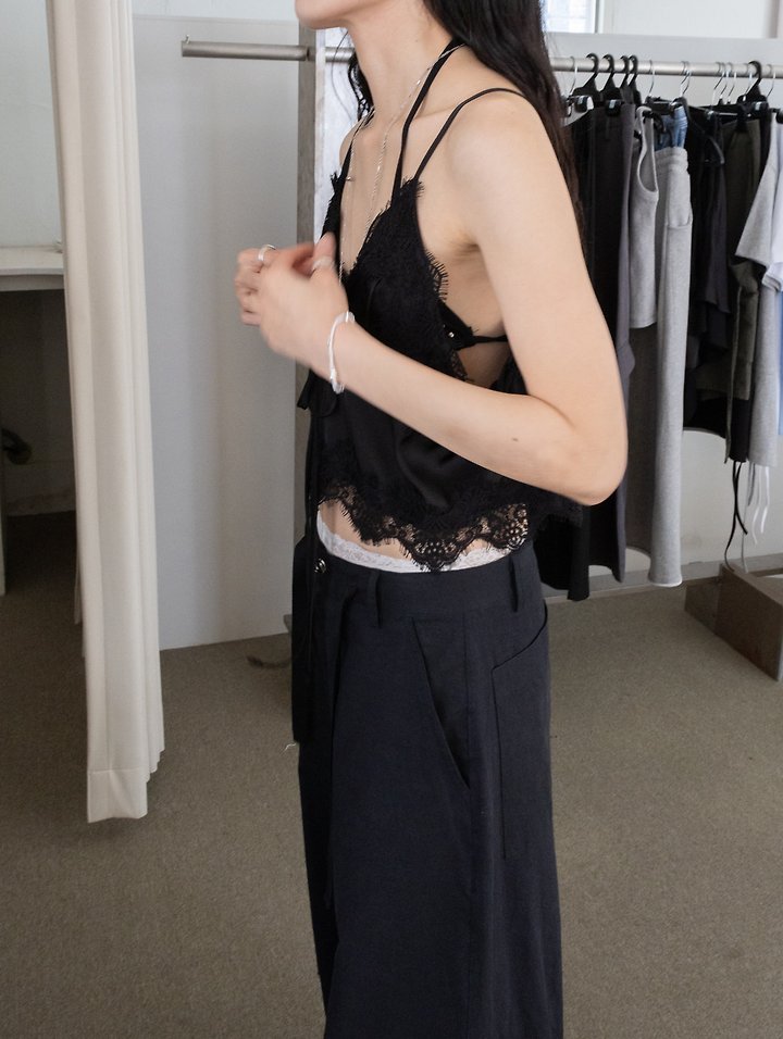 Inssense - Korean Women Fashion - #romanticstyle - Satin Lace Bustier Top - 5