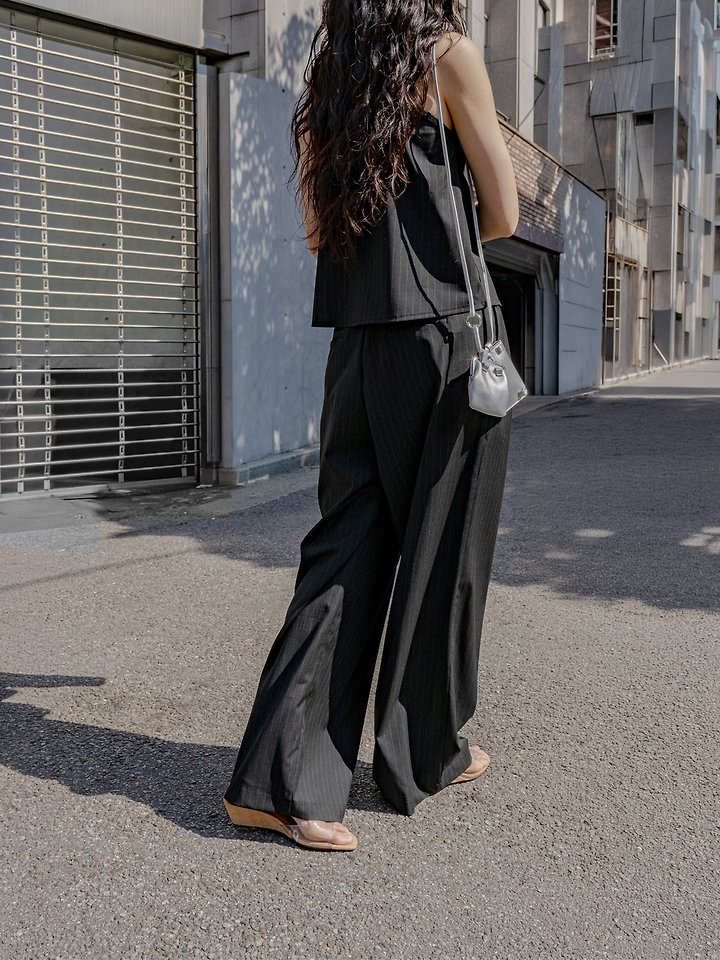 Inssense - Korean Women Fashion - #shopsmall - Pinstripe Double -Waist Pants - 11