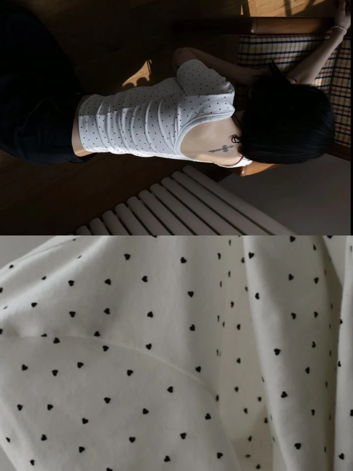 Inssense - Korean Women Fashion - #thatsdarling - Love Dot Slim Backless Tee - 3