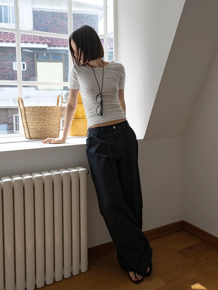 Inssense - Korean Women Fashion - #thatsdarling - Love Dot Slim Backless Tee - 4