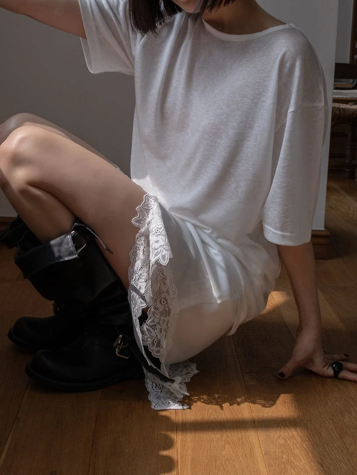 Inssense - Korean Women Fashion - #thelittlethings - Soft Lyocell Loose Fit U-Neck Tee - 3
