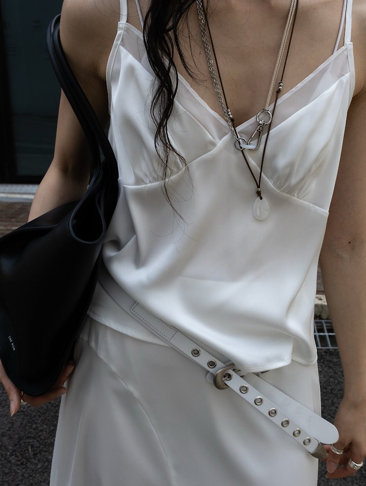 Inssense - Korean Women Fashion - #womensfashion - Back-Button Satin Sheer Bustier - 8