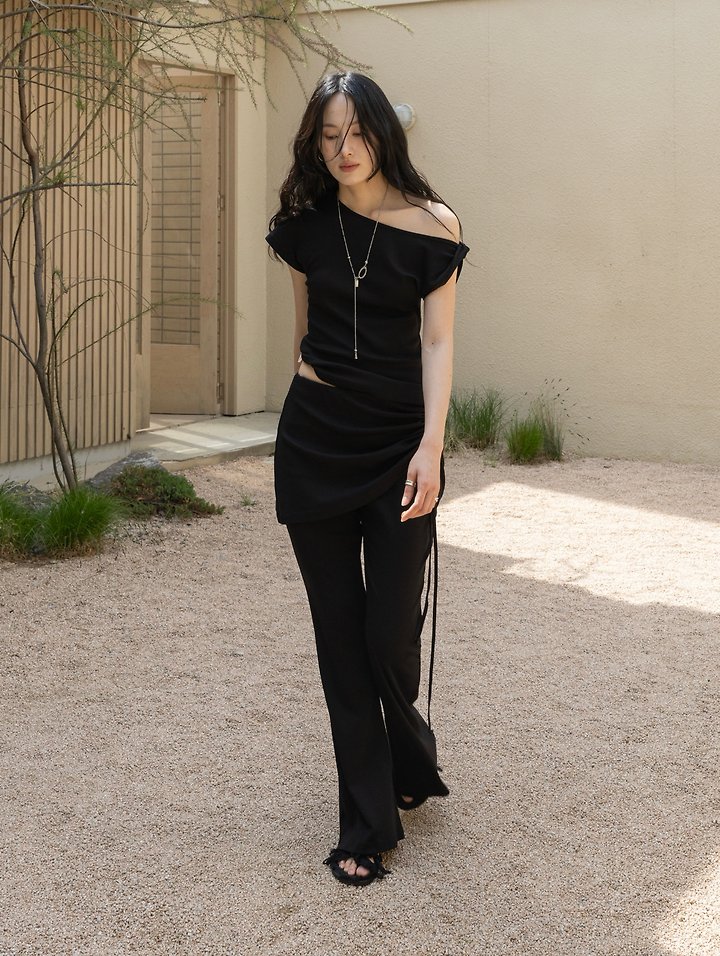 Inssense - Korean Women Fashion - #womensfashion - Drawstring Skirt-Layered Slim Pants - 3