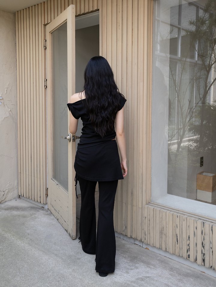 Inssense - Korean Women Fashion - #womensfashion - Drawstring Skirt-Layered Slim Pants - 9