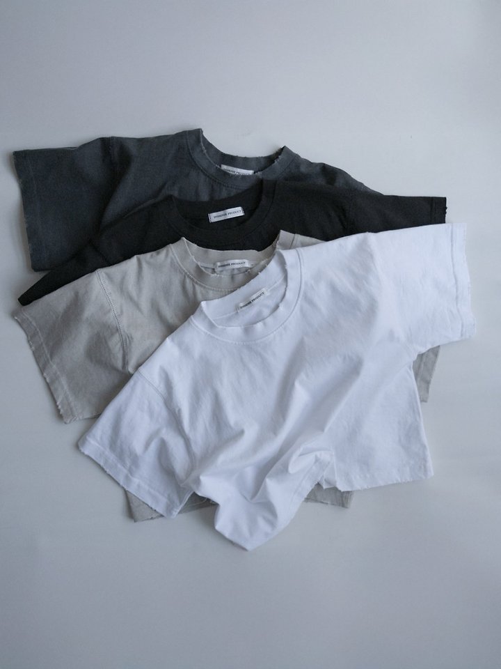 Inssense - Korean Women Fashion - #womensfashion - Vintage Pigment Stitch Cropped Tee
