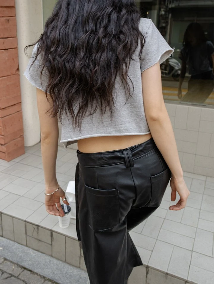 Inssense - Korean Women Fashion - #womensfashion - Cut-Off Line Cropped Tee - 2