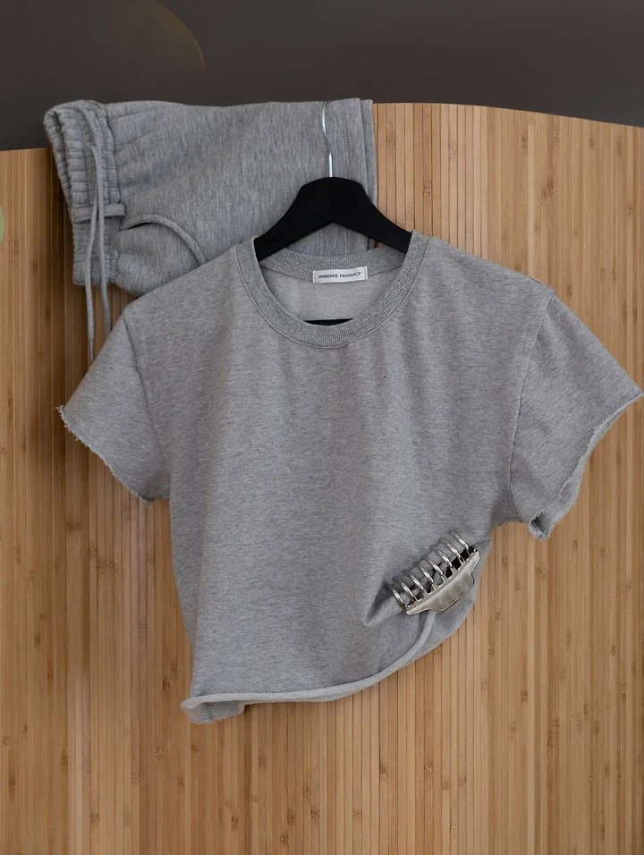 Inssense - Korean Women Fashion - #womensfashion - Cut-Off Line Cropped Tee - 8
