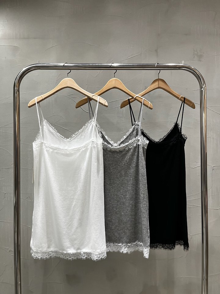 Inssense - Korean Women Fashion - #womensfashion - Side Slit Lace Sleeveless Top - 9