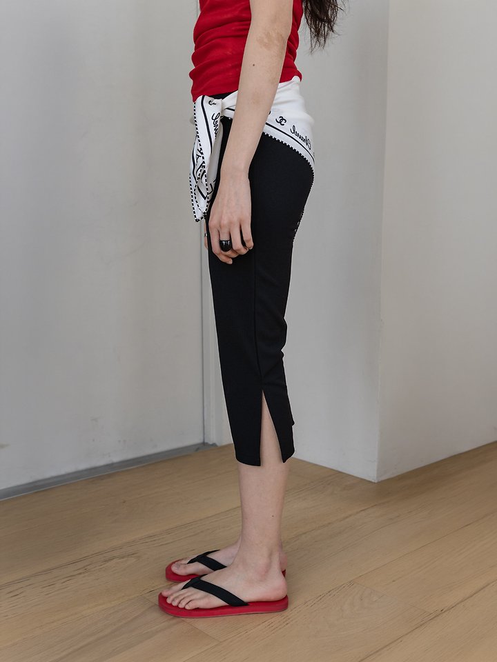 Inssense - Korean Women Fashion - #womensfashion - Elastic Waist Slim Capri Pants - 6