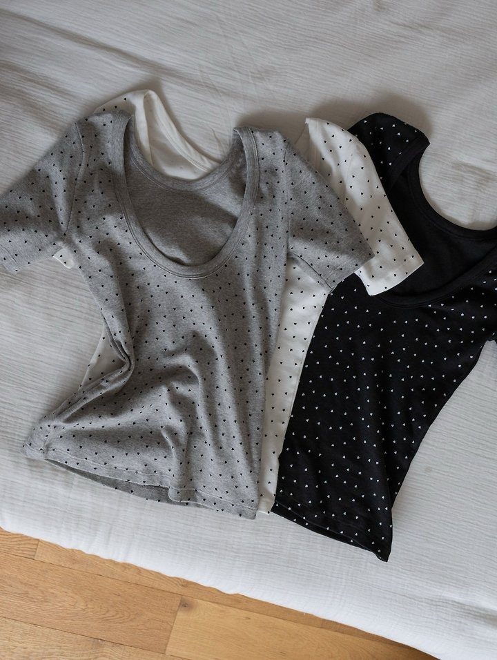 Inssense - Korean Women Fashion - #womensfashion - Love Dot Slim Backless Tee - 12