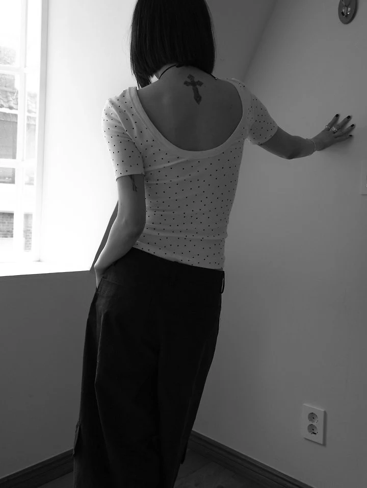 Inssense - Korean Women Fashion - #womensfashion - Love Dot Slim Backless Tee - 8