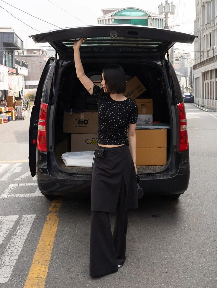 Inssense - Korean Women Fashion - #womensfashion - Overlap Skirt Layered Bootcut Pants - 7