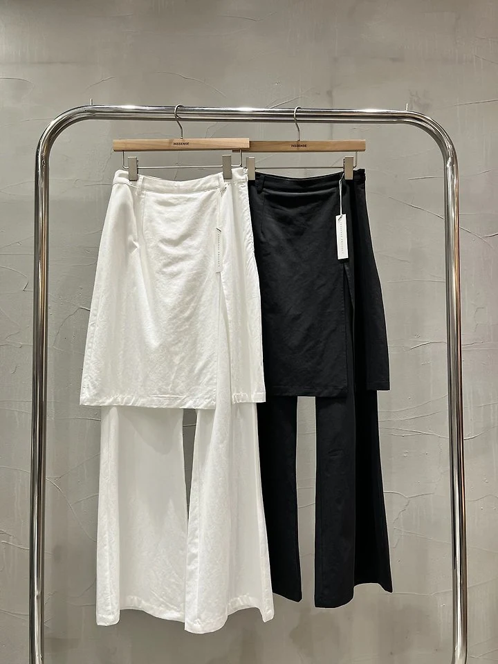 Inssense - Korean Women Fashion - #womensfashion - Overlap Skirt Layered Bootcut Pants - 9