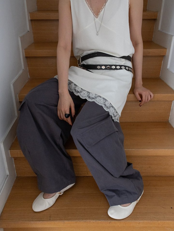 Inssense - Korean Women Fashion - #momslook - Cationic Balloon Curved Cargo Pants - 4