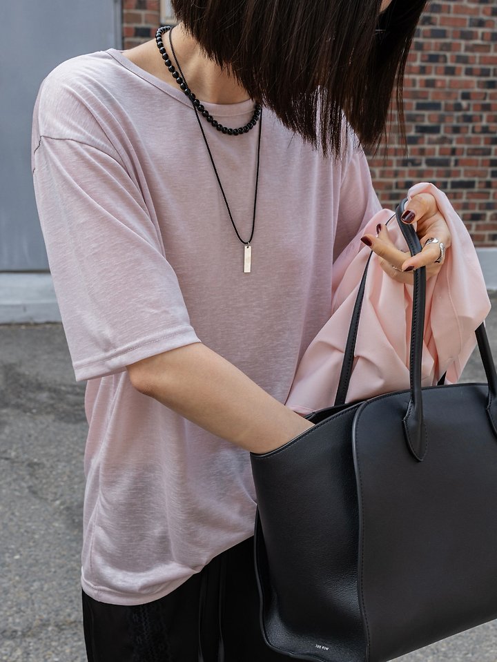 Inssense - Korean Women Fashion - #womensfashion - Soft Lyocell Loose Fit U-Neck Tee