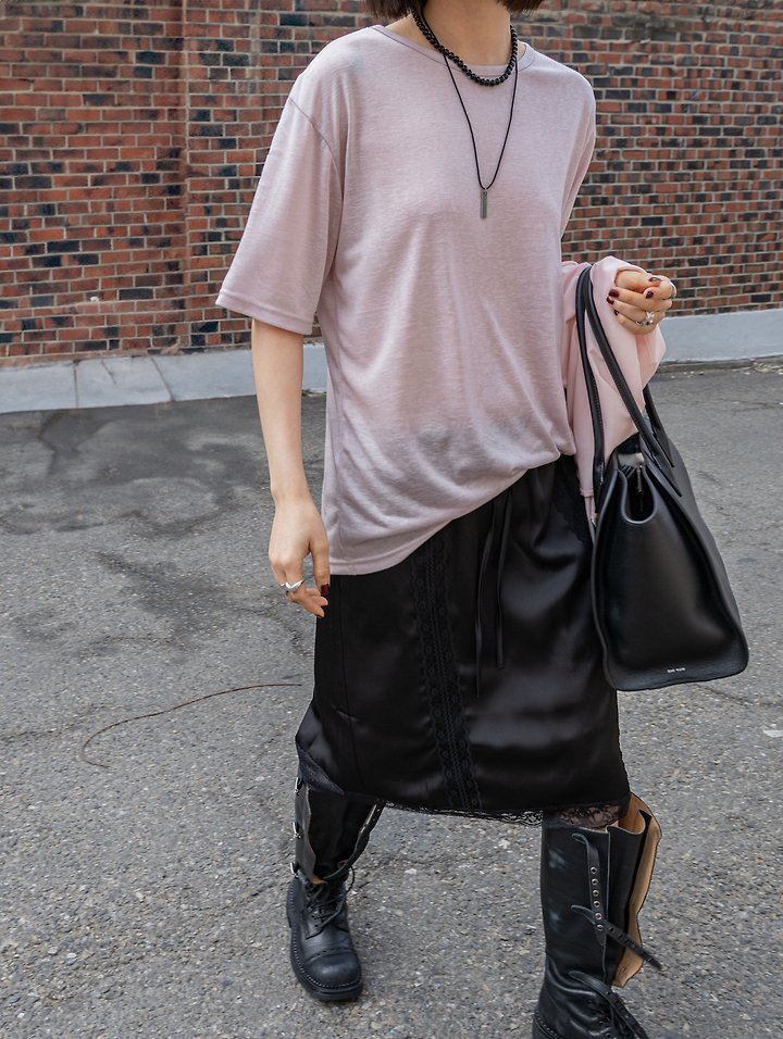 Inssense - Korean Women Fashion - #womensfashion - Soft Lyocell Loose Fit U-Neck Tee - 5