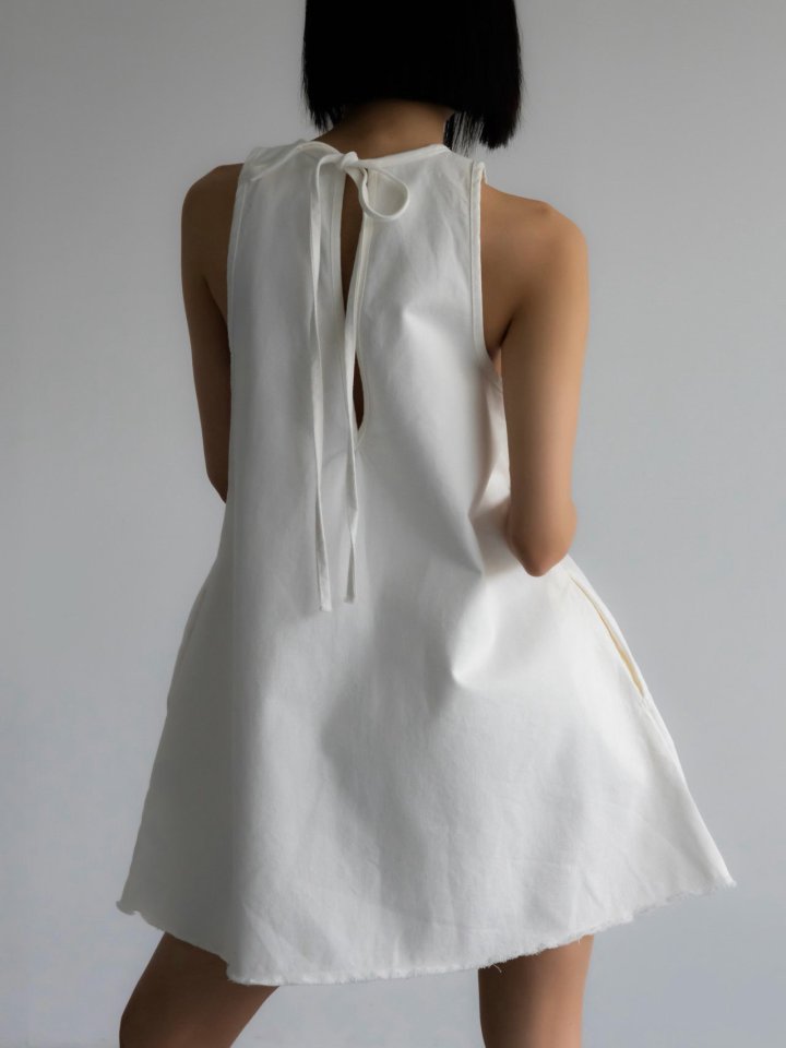Inssense - Korean Women Fashion - #womensfashion - Fringe Detail White Denim Mini Dress (White) - 7