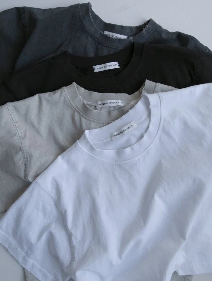 Inssense - Korean Women Fashion - #womensfashion - Vintage Pigment Stitch Cropped Tee - 7