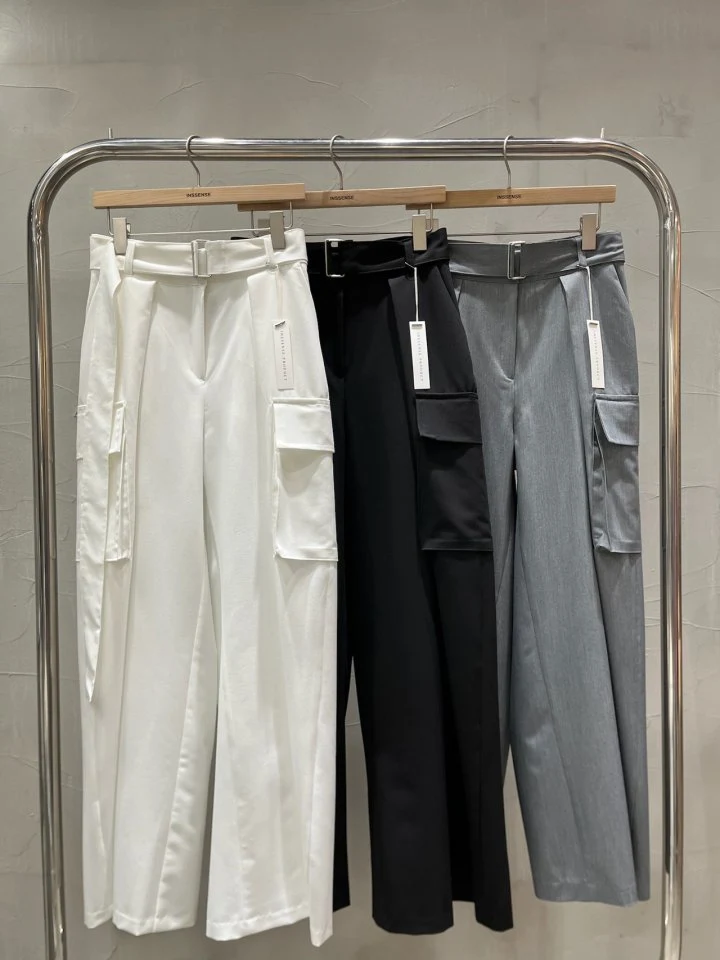 Inssense - Korean Women Fashion - #womensfashion - Belted Cargo Wide Slacks - 6