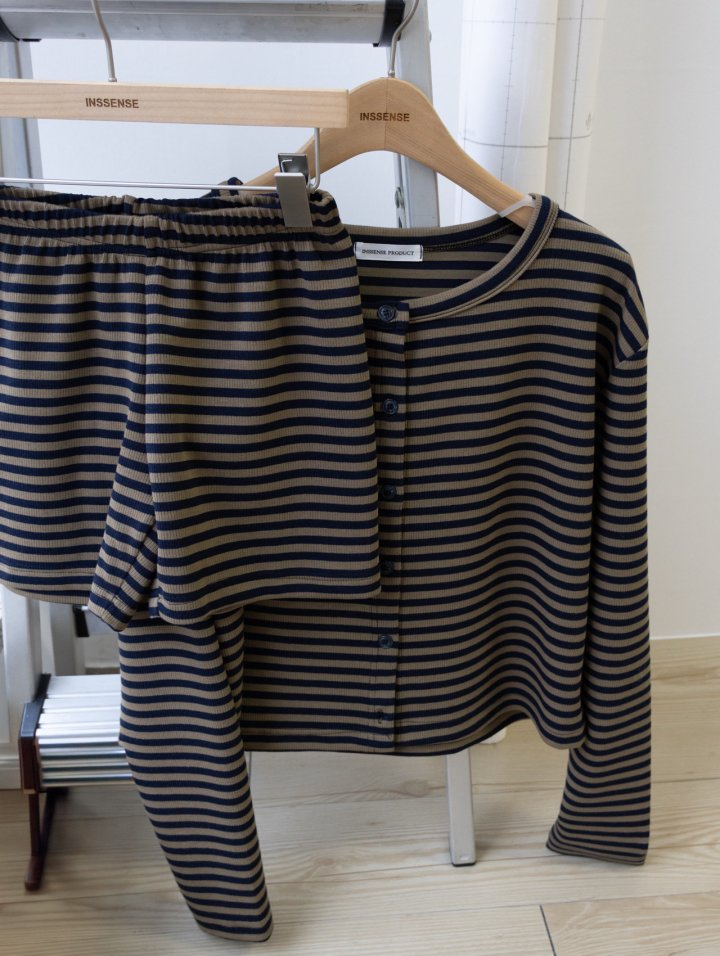 Inssense - Korean Women Fashion - #womensfashion - Bordered Stripe Cardigan