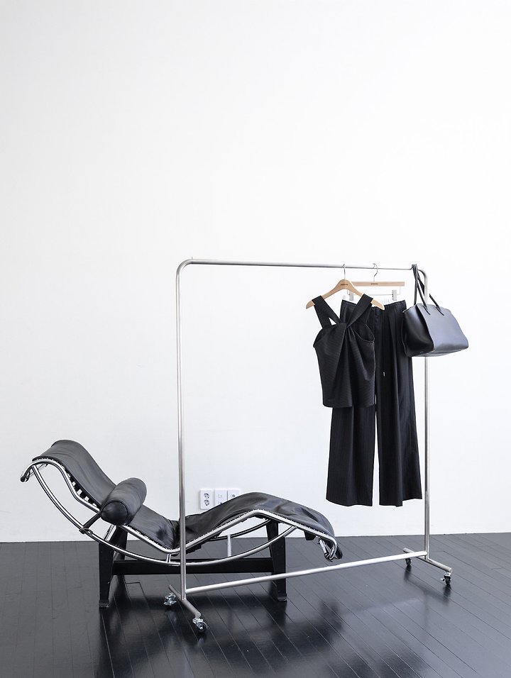 Inssense - Korean Women Fashion - #momslook - Pinstripe Knot Two Way Blouse - 4