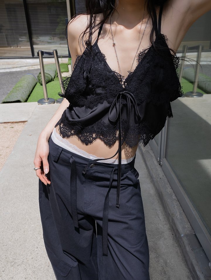 Inssense - Korean Women Fashion - #womensfashion - Satin Lace Bustier Top - 10