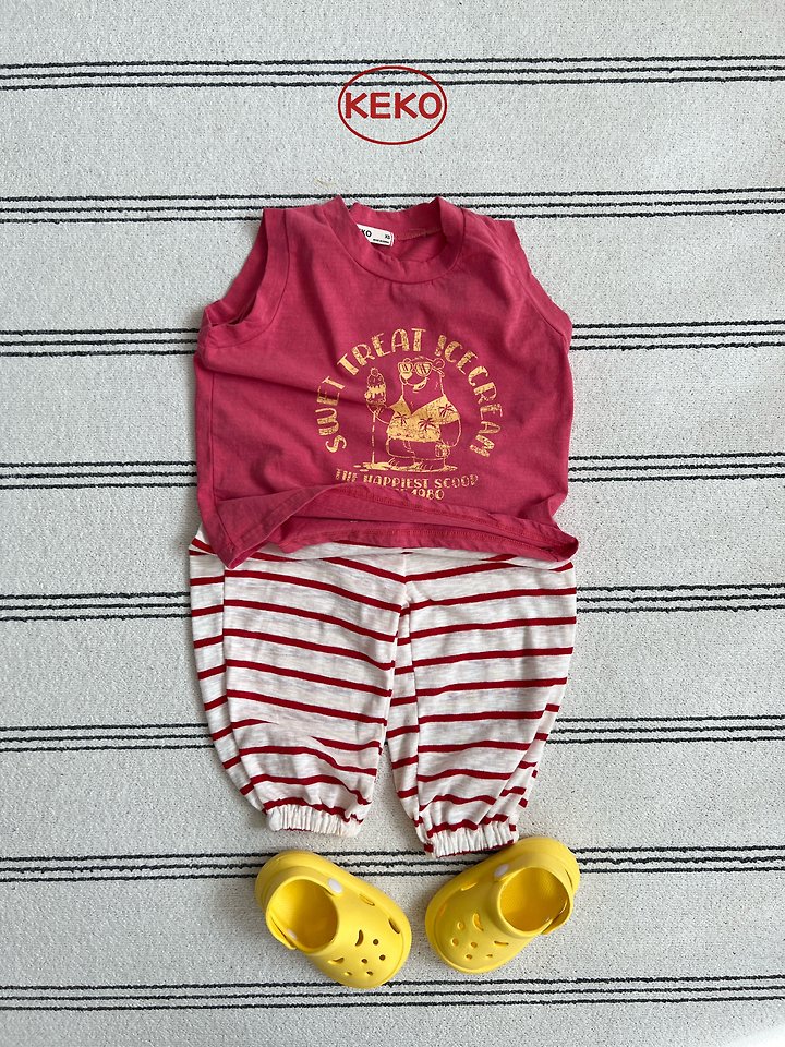 Keko - Korean Baby Fashion - #babyootd - K Watermelon Stripe Pants - 9