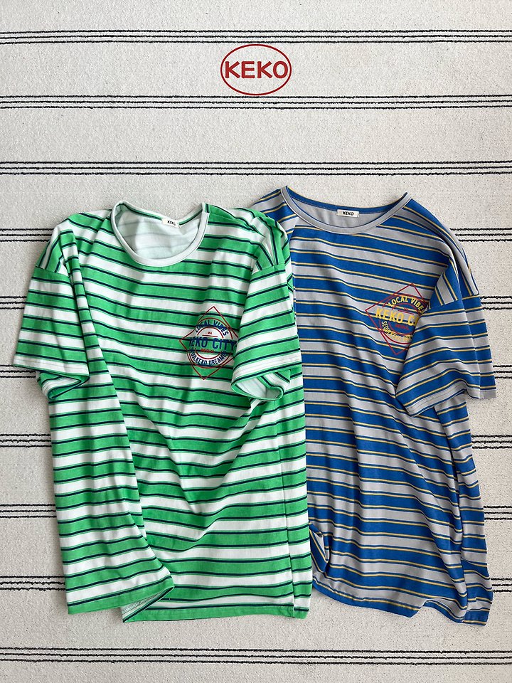 Keko - Korean Women Fashion - #momslook - K City Stripe Tee (MOM) - 11