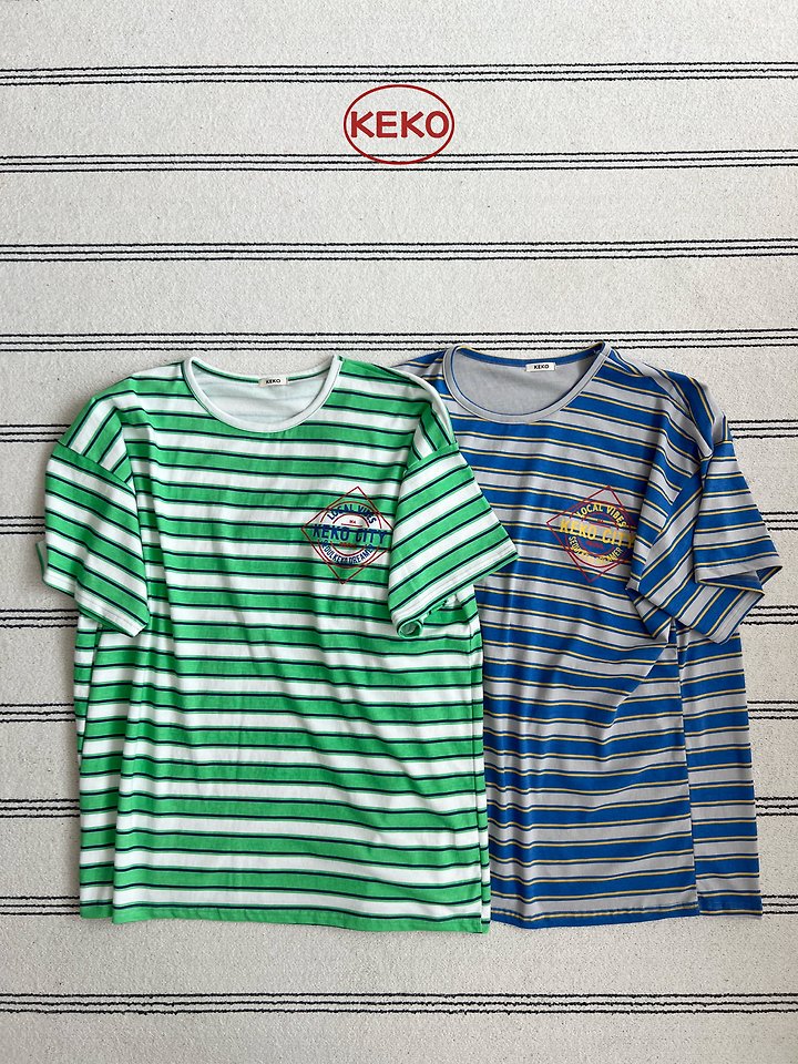 Keko - Korean Women Fashion - #momslook - K City Stripe Tee (MOM) - 5