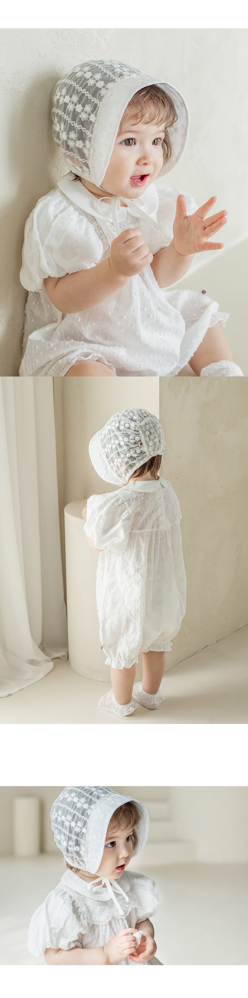 Kids Clara - Korean Baby Fashion - #babyboutique - Estelle Lace Baby Bonnet - 3