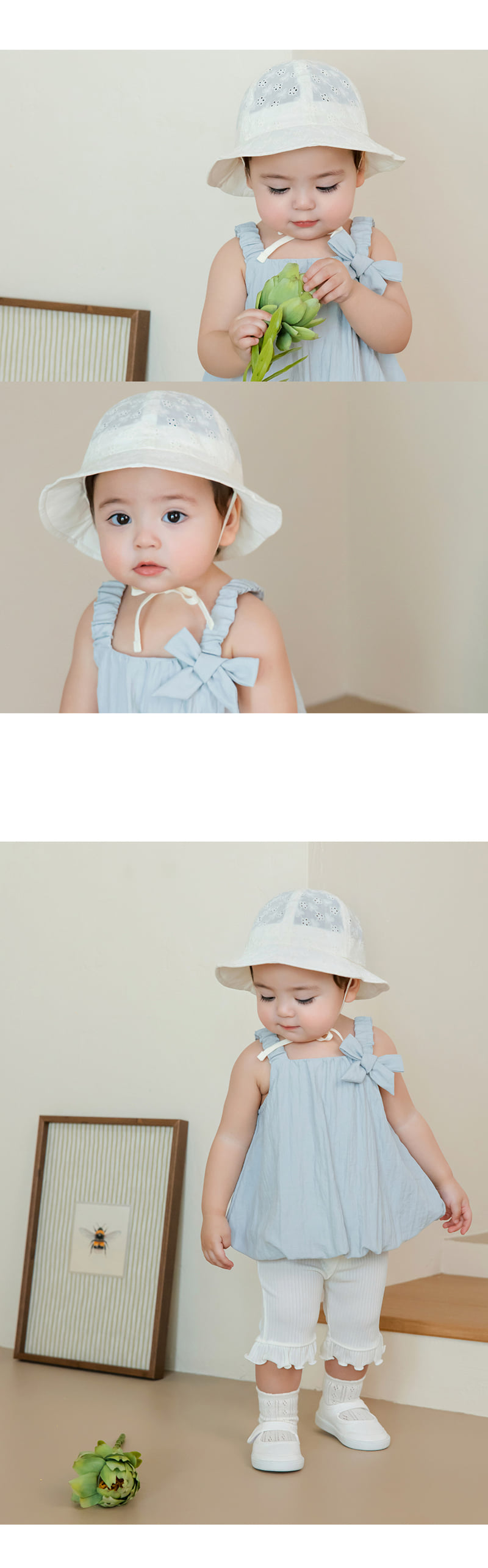 Kids Clara - Korean Baby Fashion - #babyoutfit - Marshall Eyelet Baby Sun Hat - 3