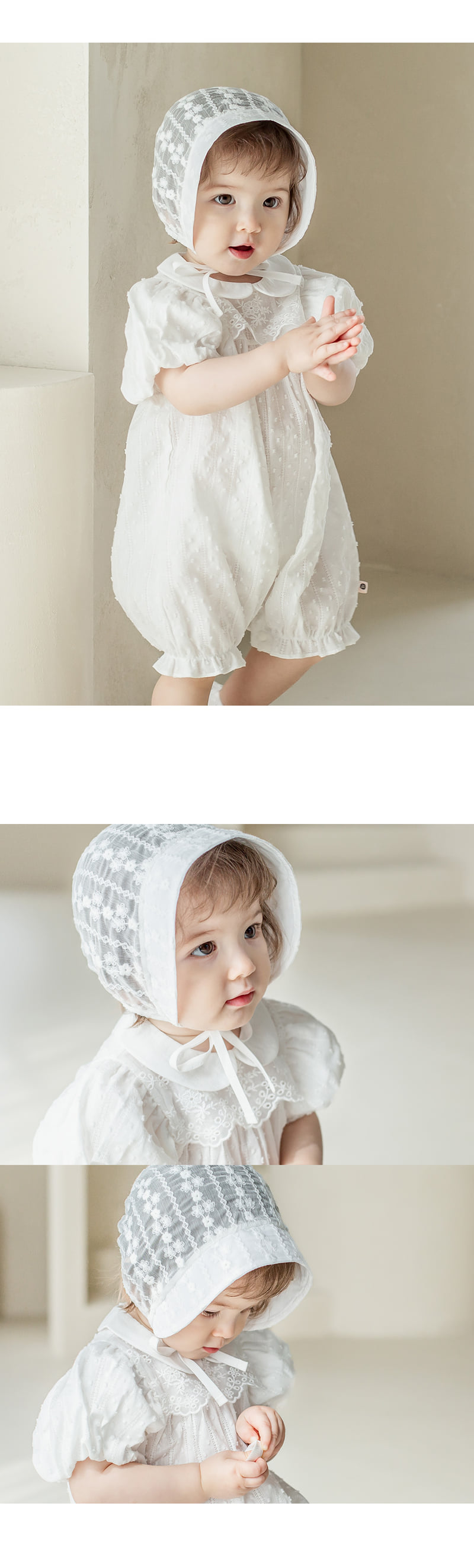 Kids Clara - Korean Baby Fashion - #onlinebabyshop - Estelle Lace Baby Bonnet - 2