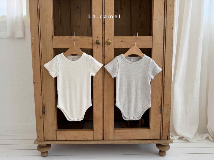 La Camel - Korean Baby Fashion - #babyootd - Vanilla Short Sleeve Eyelet Suit