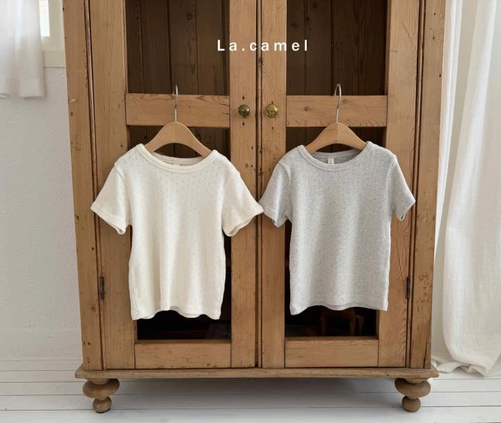 La Camel - Korean Baby Fashion - #babyoutfit - Vanilla Eyelet Short Sleeve Tee