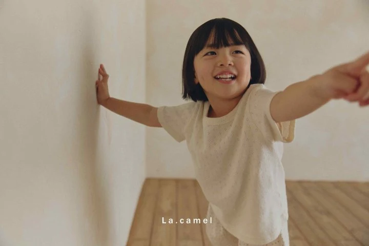 La Camel - Korean Baby Fashion - #babywear - Vanilla Eyelet Short Sleeve Tee - 3