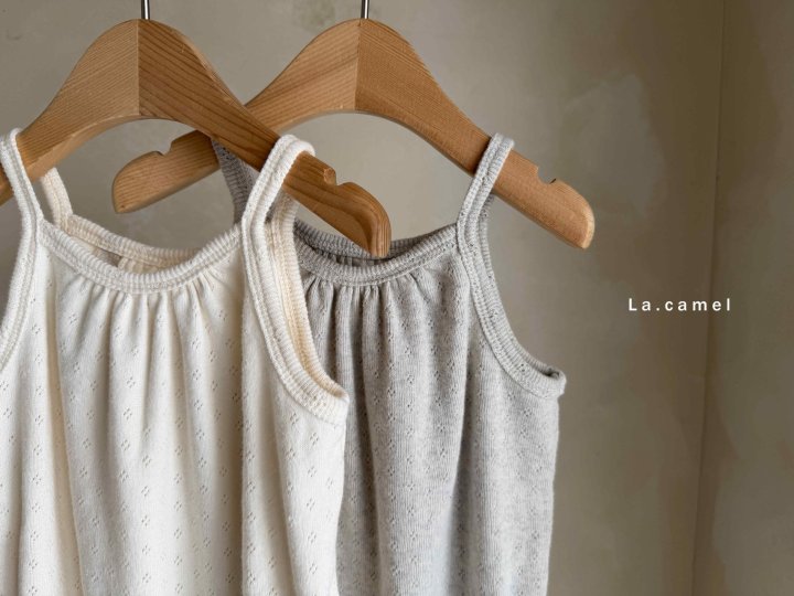 La Camel - Korean Baby Fashion - #babywear - Vanilla Eyelet Sleeveless Suit - 2