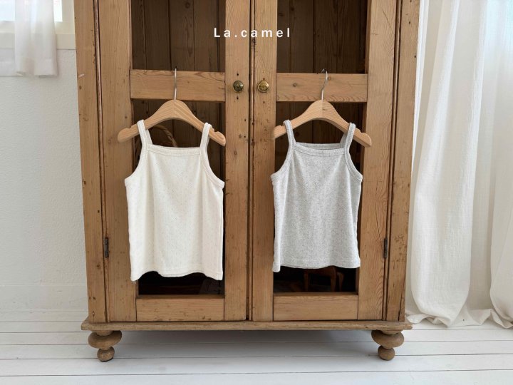 La Camel - Korean Baby Fashion - #babywear - Vanilla Eyelet Binding Sleeveless Tee