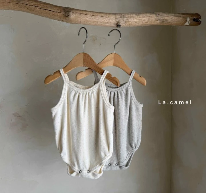 La Camel - Korean Baby Fashion - #onlinebabyboutique - Vanilla Eyelet Sleeveless Suit - 3